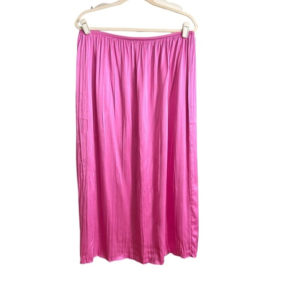 VINCE Rose Pink Pleated Column Skirt Lightweight Resort Wear Boho Chic Large - Picture 9 of 14